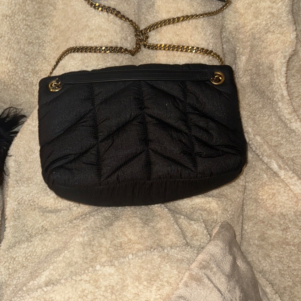 Yves Saint Laurent Black and Gold Quilted Shoulder Bag - Picture 9 of 10